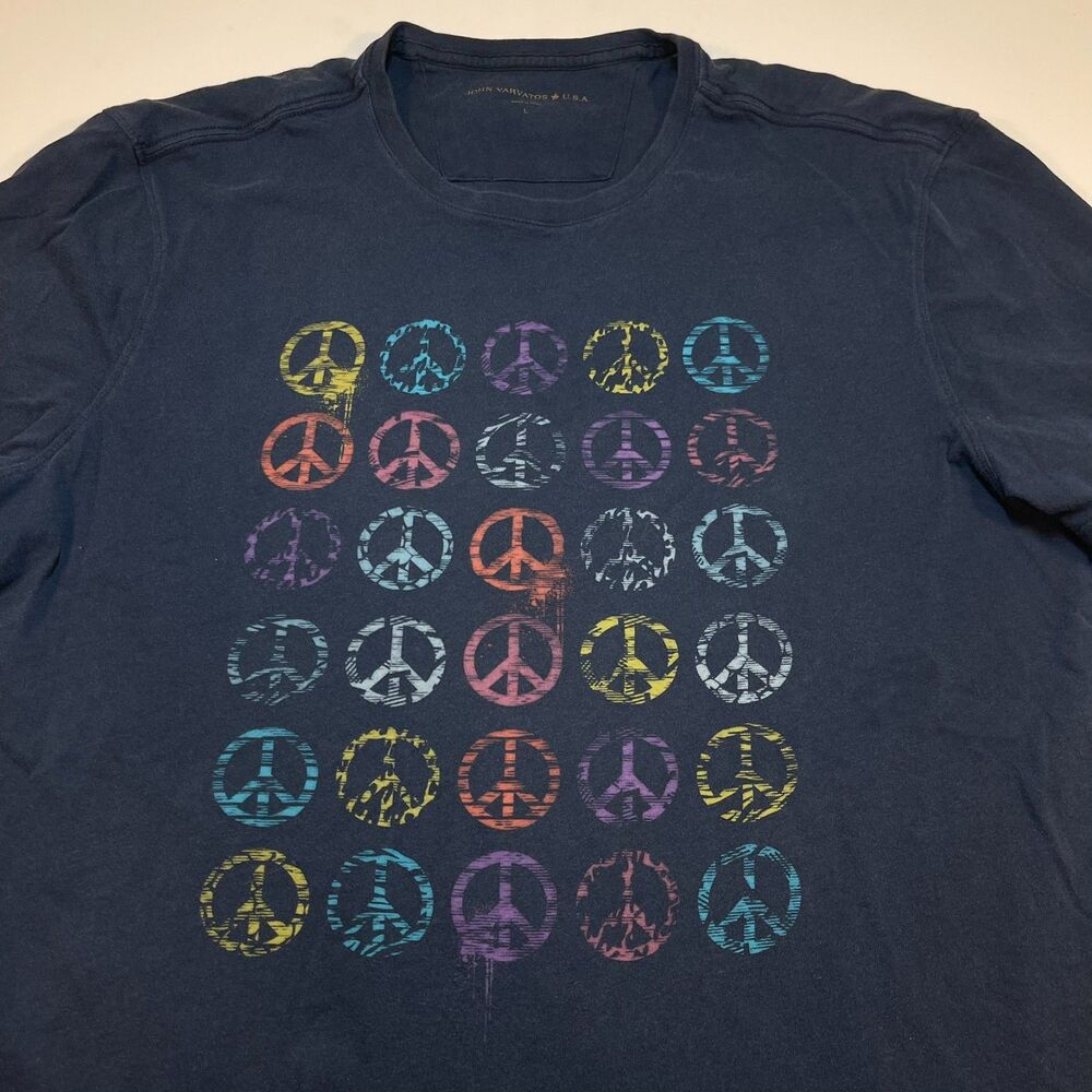 JOHN VARVATOS Star USA Peace Sign TEE T Shirt Sz Mens L